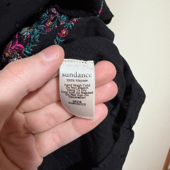 Sundance Dalilah Floral Embroidered Swiss Dot Blouse Black - Picture 8 of 11